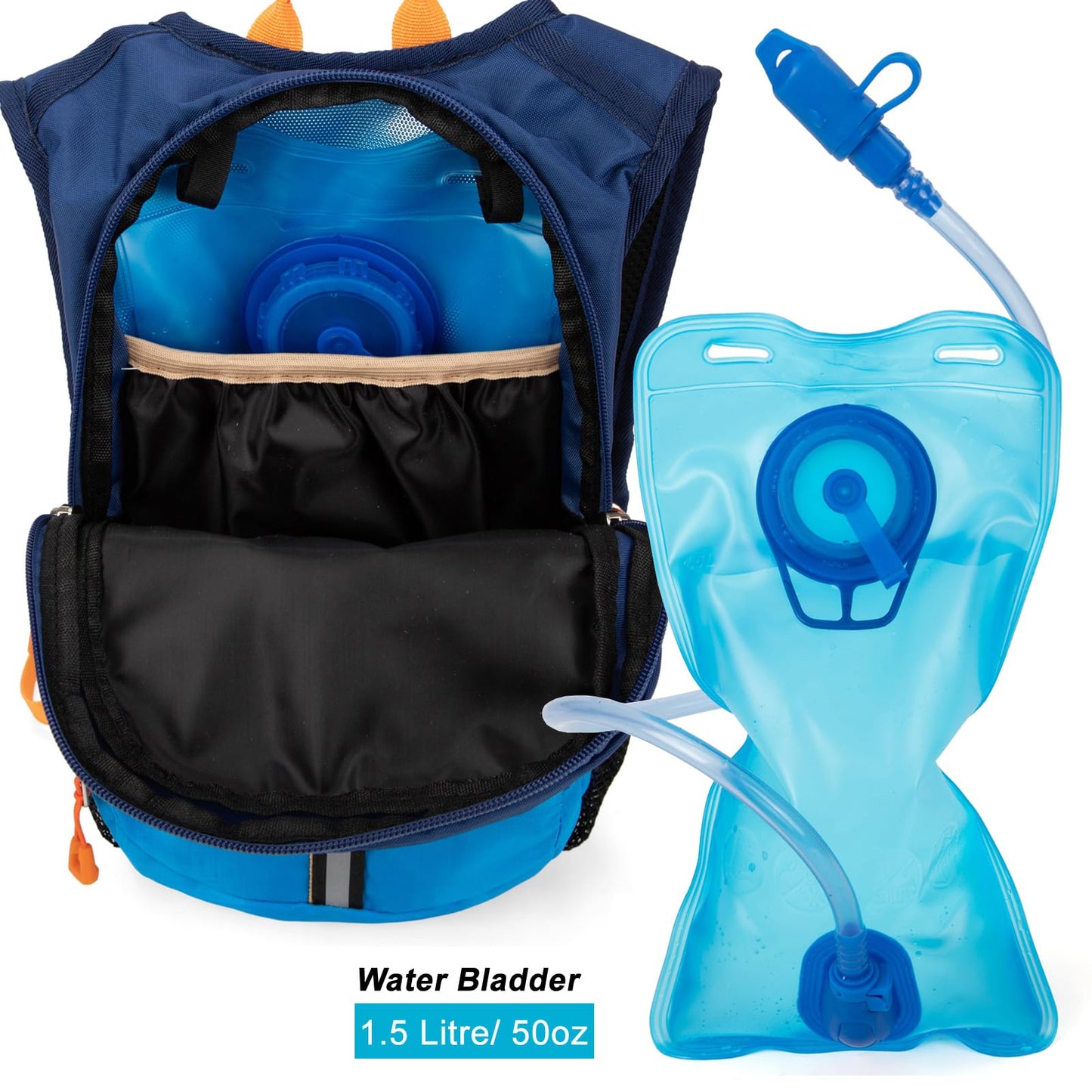 Ivygreen Kids Hydration Backpack, Hiking Backpack for Boys or Girls with 1.5L Water Bladder, Blue