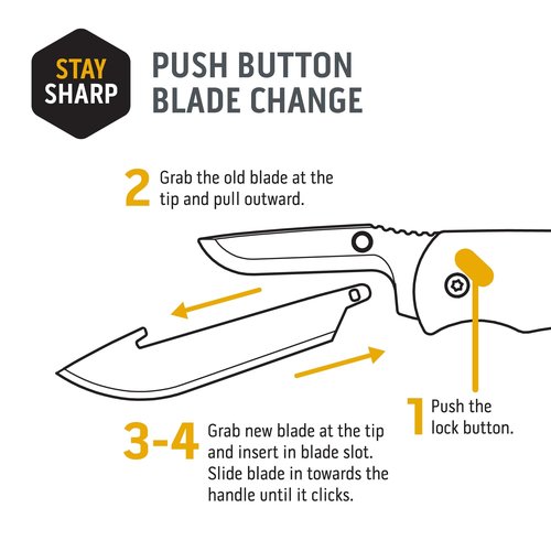 OUTDOOR EDGE 3.0" RazorSafe Replacement Drop-Point Knife Blades, 6 Pieces