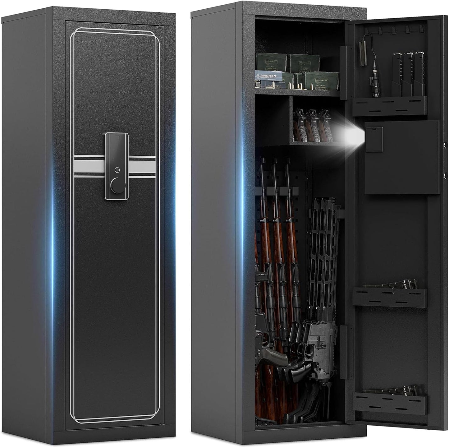 KAER 12-14 Gun Safe for Home Rifle and Pistols Biometric Gun Safes & Cabinets Clearance Gun Cabinet for Rifles and Shotguns,Gun Safe for Handgun with Digital Keypad Adjustable Shelves Unassembled