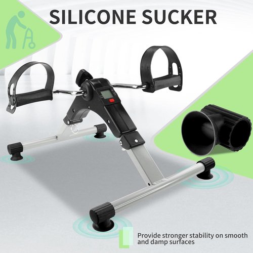 Under Desk Bike Pedal Exerciser with Interchangeable Suction Cups Mini Exercise Bike for Arms Legs Adjustable Resistance LCD Display Foldable Desk Cycling Equipment for Office Home Anti-Slip