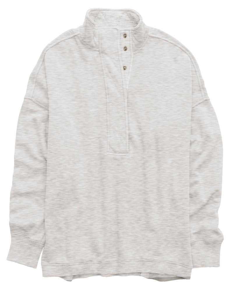 Gacaky Sweatshirt for Women Oversized Casual Long Sleeve Button Henley Neck Pullover Tops Fashion Outfits Clothes Light Gray S