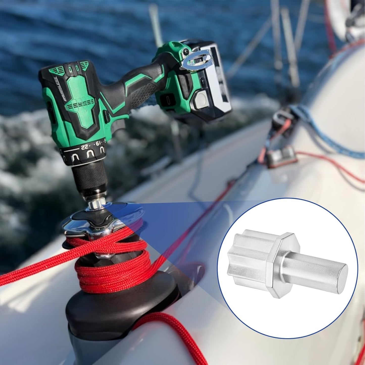 2 Pcs Boat Winch Drill Bit Adapter 7431 Portable Drill Winch Sailboat Accessories Sailing Gear