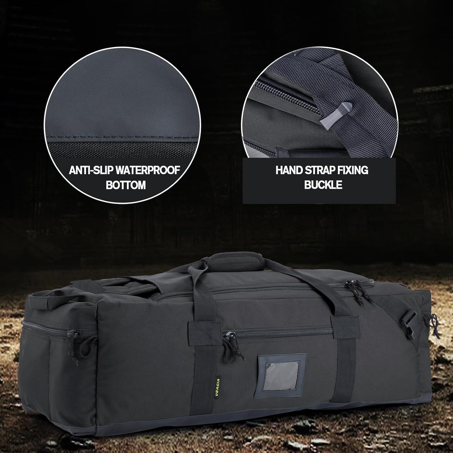 105l Large Duffel Bag For Travel, Gym & Sports - Water Repellent Polyester, Hidden Straps, Shoe Compartment - Perfect Luggage Duffle Bag Or Backpack For Men & Women