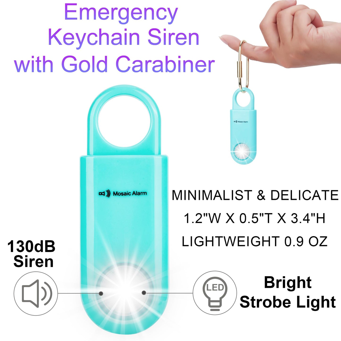 130dB Personal Safety Alarm Ultra Bright Strobe Light. Loud Sound SOS Emergency Alerts. Self Defense Keychain Siren for Women, Children, Night Runners, Hiking. Bear Alarm Deterrent. Aqua
