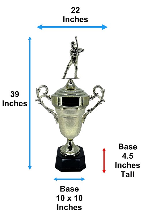 Express Medals Premium Giant 39 Inch Tall 22 Inch Wide Spark Plug Trophy with Figure, Gold Champion Cup with Handles, Black Base and Attached Plate with Your Custom Text. Trophy Weighs 8 Pounds.