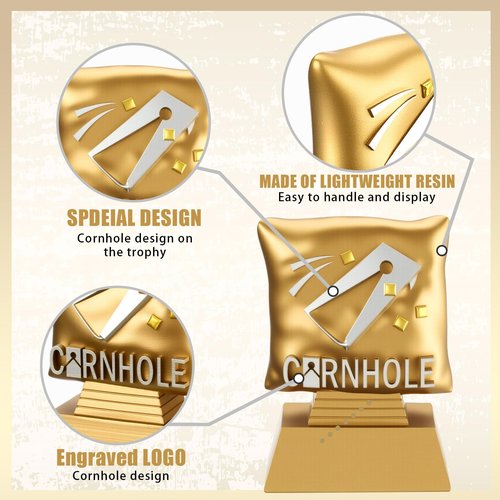 Liliaafar Cornhole Trophy 4 Inch Mini Cornhole Tournament Award Funny Winner Prize Small Gold Trophies Awards for School Sports Match Teams Competition Gifts