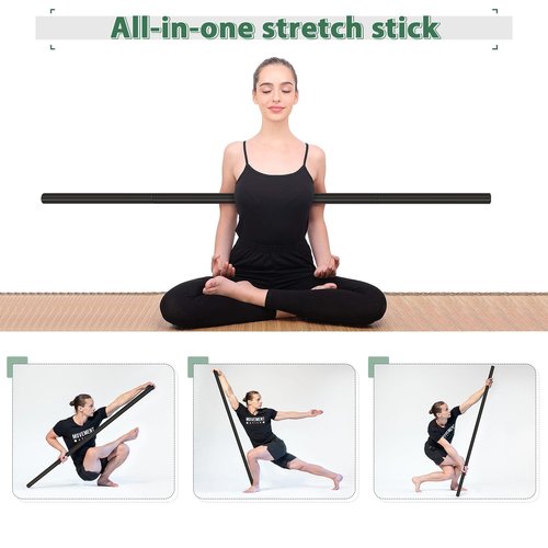 Retyion Yoga Stick 5ft- Adjustable Mobility Stick Sturdy Steel- Exercise Stick for Stretching, Balance Support Stick Perfect for Workout, Weighted, Flexibility, Yoga Fitness, Posture Correction
