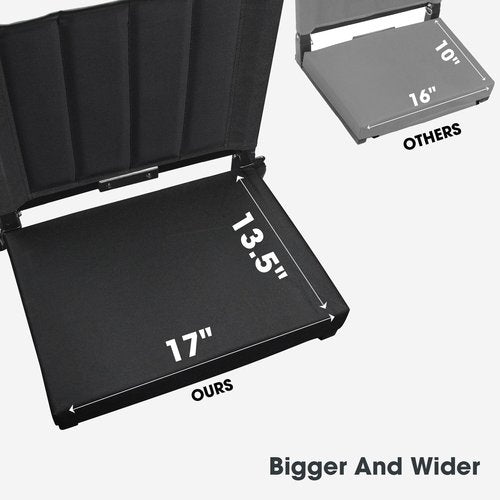 MTWEAR Stadium Seats with Back Support 17x13.5Inch Bleacher Chairs with Back and Cushion Thick Padded Bleacher Seats Includes Shoulder Strap and Cup Holder for Sports Events