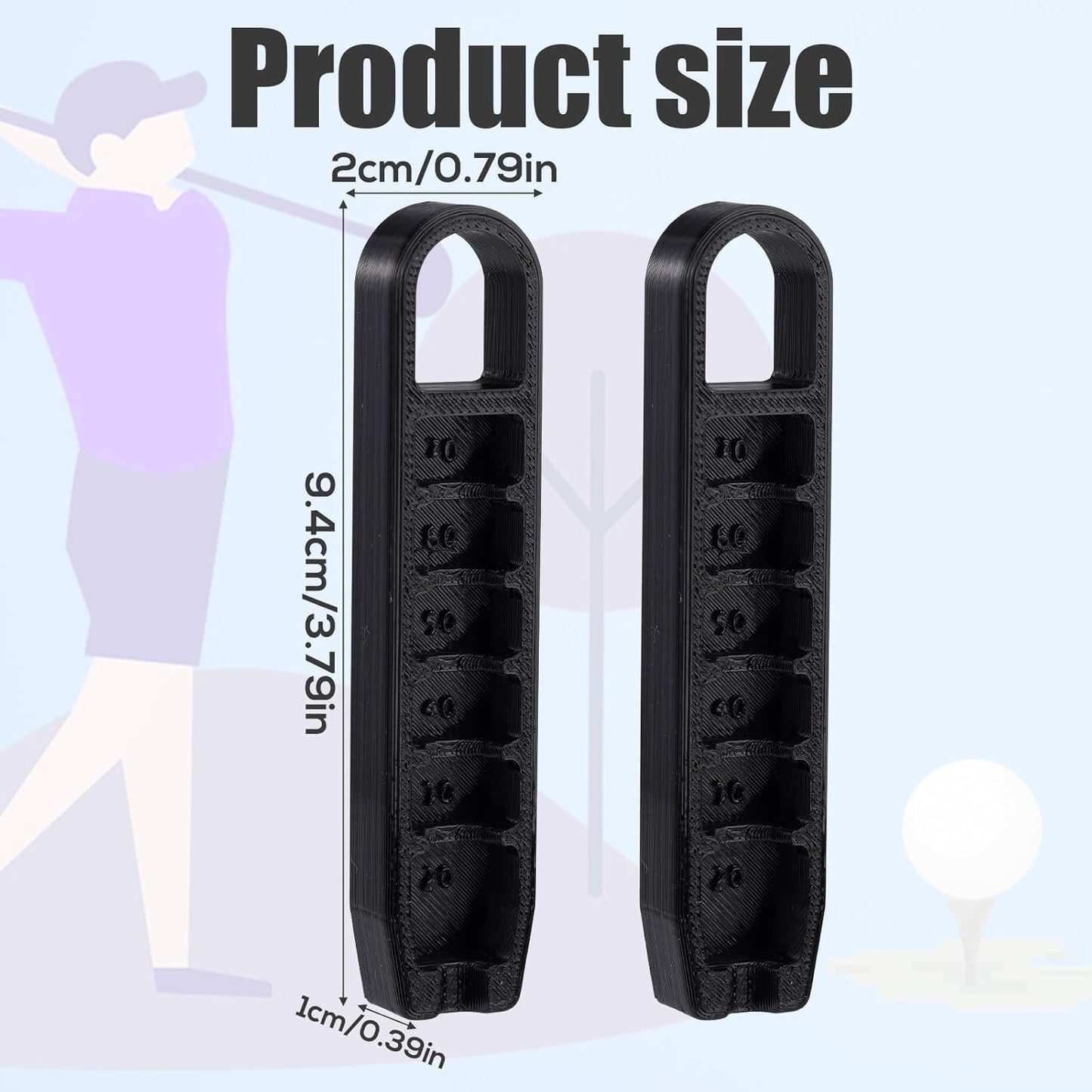 2pcs Golf Tee Height Adjuster, 6 Settings Precision Adjustable Golf Tee Elevator Tool Height Setter for Consistent Swings Training Accessories (Black)
