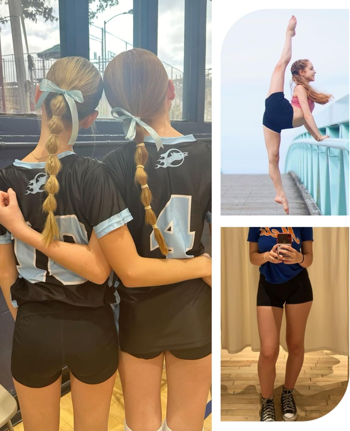 3 Pack Girls 4'' High Waisted Black Biker Shorts, Athletic Running Yoga Shorts for Kids Teen