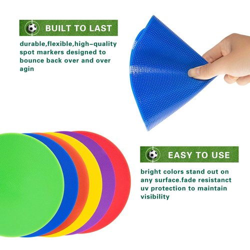Vhxorrz 9.1" Poly Vinyl spot Marker 12 Pack, Non-Slip Rubber Agility Markers Flat Field Cones Floor Dots for Football Basketball Speed Training Markers Dance Practice Drills with Flat Cones Points