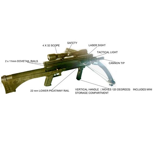 80lbs Steel Ball WT4 Repeating Crossbow with Tactical Package. Includes Flashlight, Scope and Red Beam Aimer