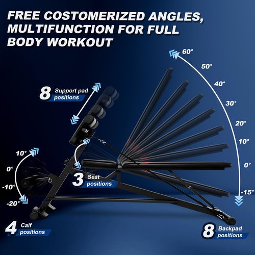 OPPSDECOR Weight Bench Set with Preacher Curl Hyper Back Extension, All-in-One Sit Up Bench, Roman Chair, Professional Bench Press for Full Body Exercise Workout Benches for Home Gym
