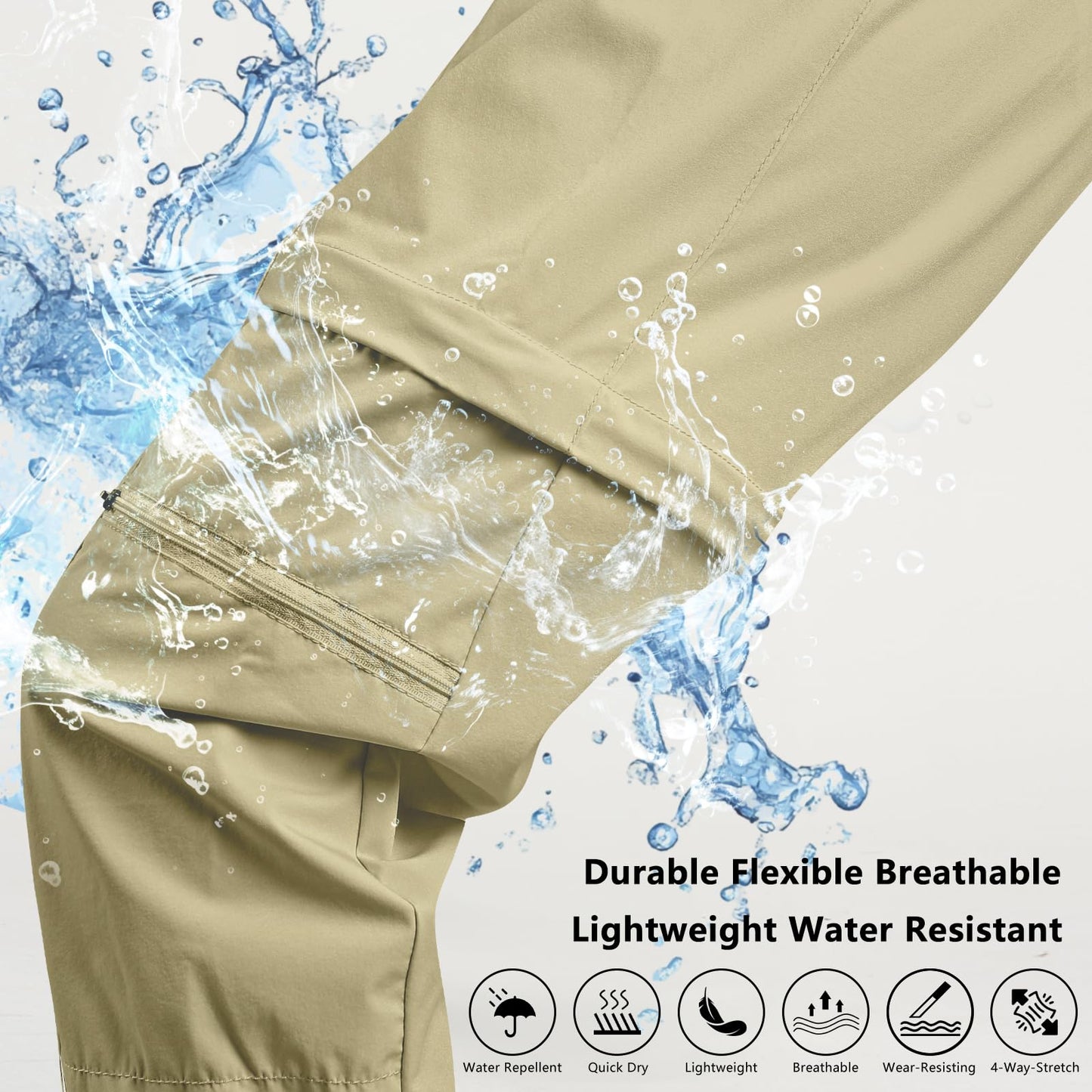 smawell Women's Convertible Hiking Cargo Pants Joggers M Dark Khaki