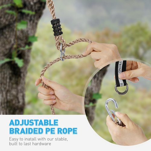RedSwing Tree Swing for Kids, 3-in-1 Longboard Climbing Rope Swing, Adjustable Disc Seat and Tangle-Free Rope for Indoor or Outdoor Playground Playset, Up to 600 lbs, Blue