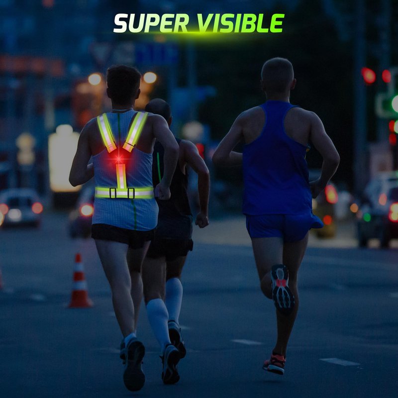 GREERRIDE Running Light Vest - Lighted Vest for Night Walking with Removable Rechargeable LEDs, Reflective Safety Gear for Men and Women to Provide High Visibility, Gift for Runners and Bikers