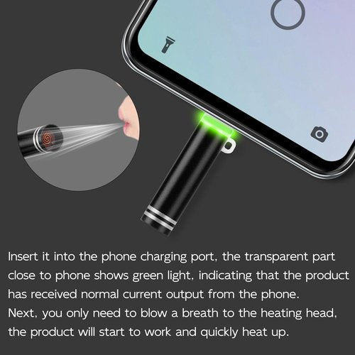 Blowing it II Electric Lighter USB C, Windproof Waterproof Lighter for Phone, Plug in Phone and Blow to Work, No Need Charging, ONLY for Smart Phone with USB-C Port【Pack of 2, Black】