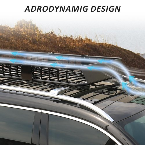 FORWODE 250LBS. 64" x 23" x 6" Roof Rack Carrier Basket, Universal Rooftop Cargo Luggage Rack Basket for Car, SUV, Truck