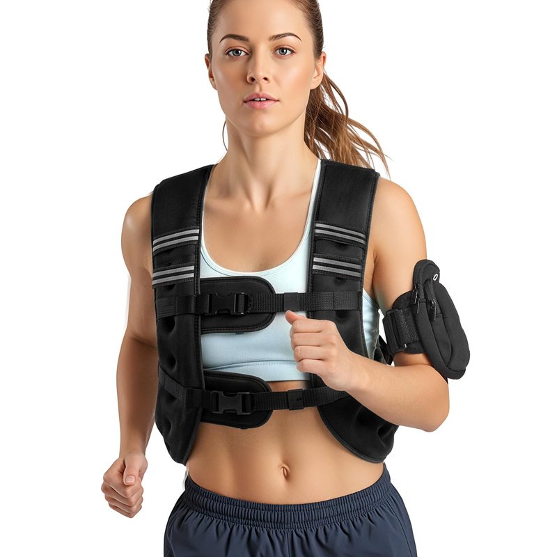 VEVOR Weighted Vest, 20 lbs Weight Vest with Reflective Stripe, Adjustable Buckle Body Weight Vest for Men Women, Workout Equipment for Strength Training, Running, Jogging, Fitness, and Weight Loss