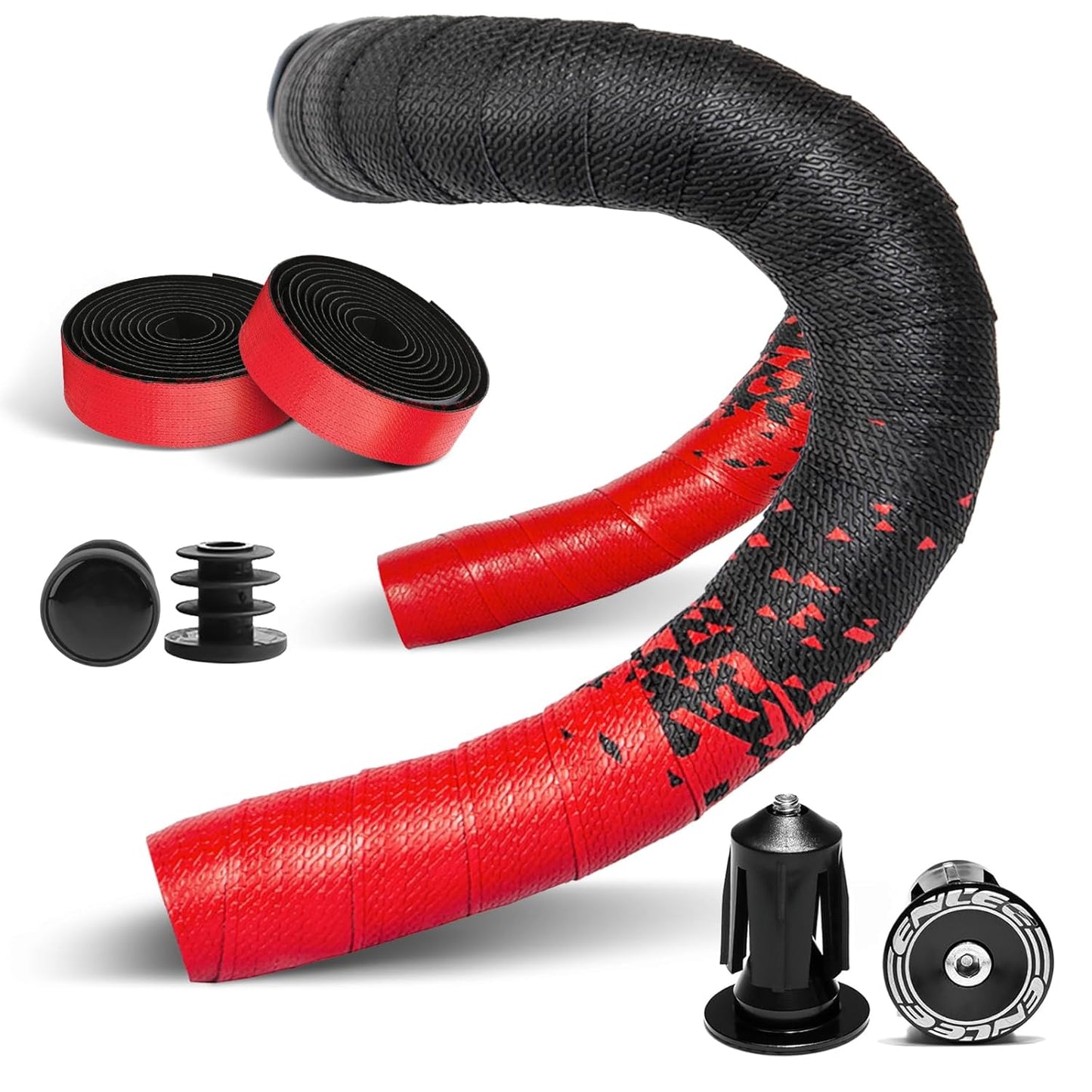 2pcs Bicycle Bar Tape, Bike Handlebar Tape, Road Bicycle Handlebar Tape, Cycling Grip Tape, with 4pcs Handlebar End Plugs, Soft Comfortable, Wear Resistant, Black
