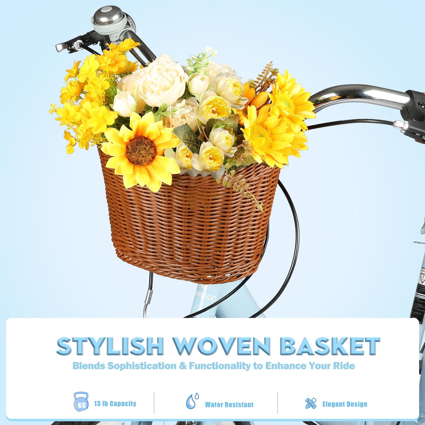 26 Inch Folding Beach Cruiser Bike for Women, 7-Speed Foldable Bicycle with Basket & Rack, Lightweight City Bike for Commuting, Leisure, and Relaxed Rides (Blue - 26")