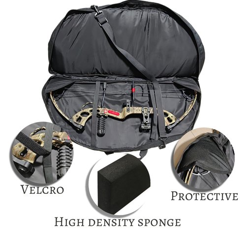 e5e10 Compound Bow Case Soft Bow Padded Case Light-Weight Bow Carry Bag with Arrows Pocket & 3 Multipurpose Storage Pockets Carrying for Archery Accessories (Black)