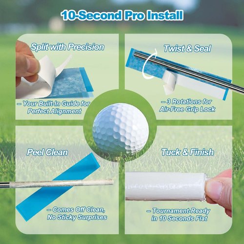 Flying Leaves 20 Pieces Professional Golf Grip Tape, 2 x 10 inches Double-Sided Adhesive Strips for Golf Club Repair, Water-Resistant, Easy to Use, Strong Bonding for All Grips