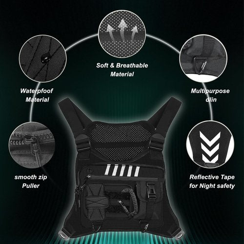 Chest Bag for Men Women, Lightweight Running Pack with Chest Holsters Fits Most Pistols, Tactical vest for Sports, Cycling, Workouts