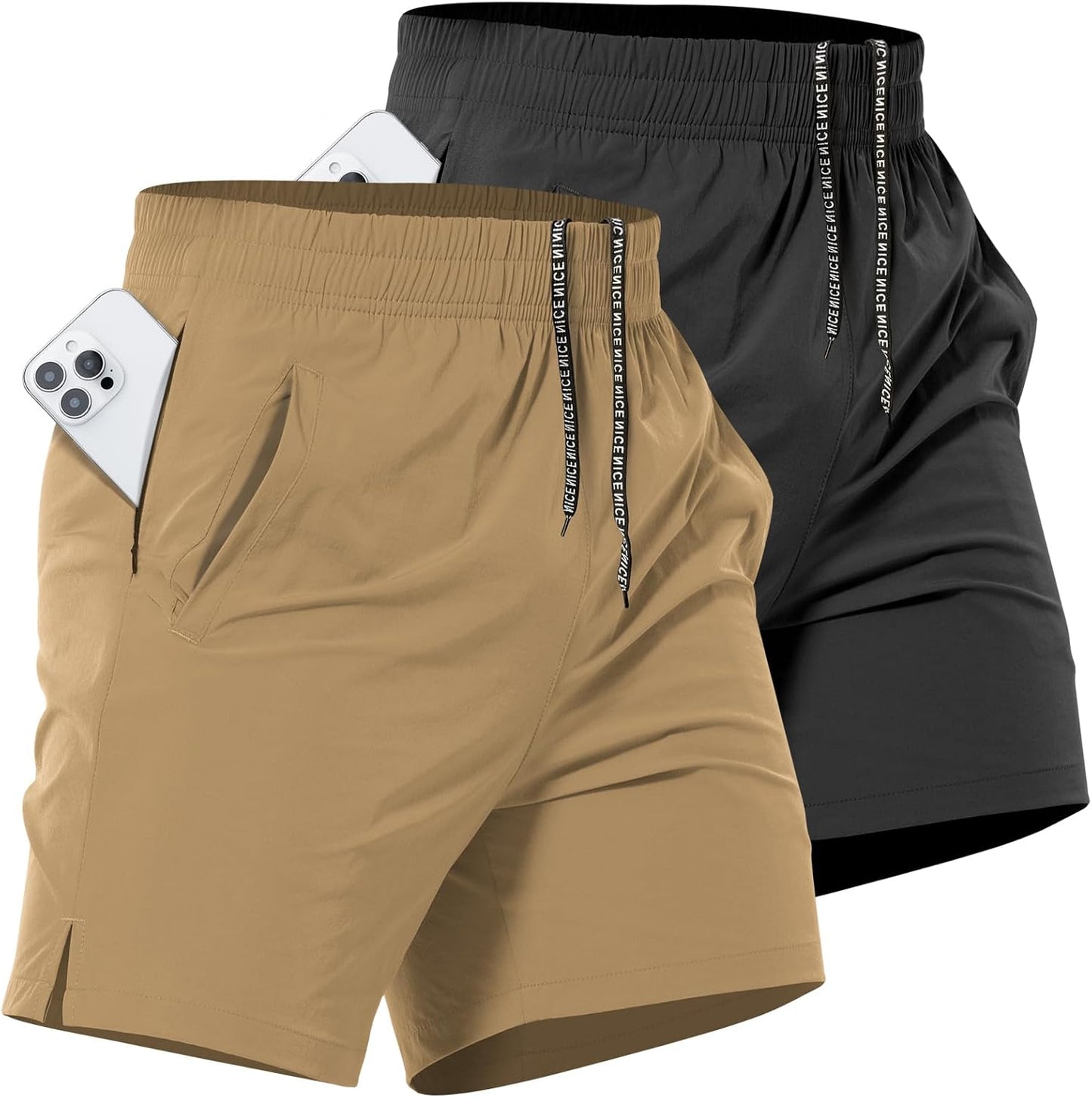 2 Pack Mens Athletic Workout Shorts 7 Inch Quick Dry Gym Shorts with Pockets, Sports Tennis Running Shorts for Men