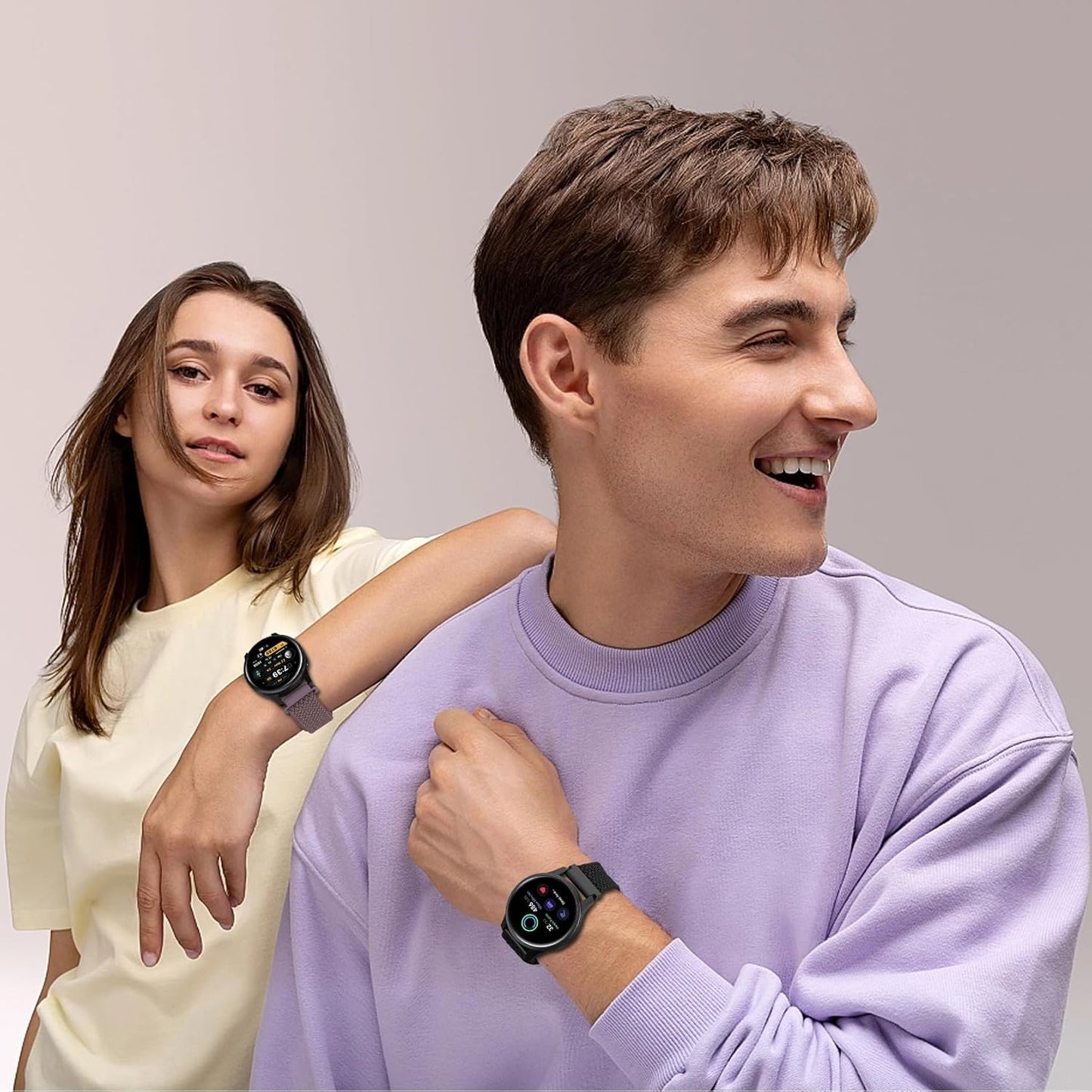 20mm Magnetic Braided Nylon Band Compatible With Garmin Vivoactive 6/Vivoactive 5/3/3 Music Watch Bands, Quick Release Stretchy Strap Replacement for Venu Sq 2/Forerunner 55/165/245/645