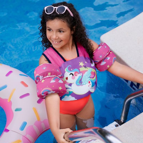Toddler Swim Vest Puddle Jumper Toddler Life Jacket 30-50 Lbs, US Coast Guard Approved Life Vest Kids Arm Floaties for Toddlers Water Wing with Whistle