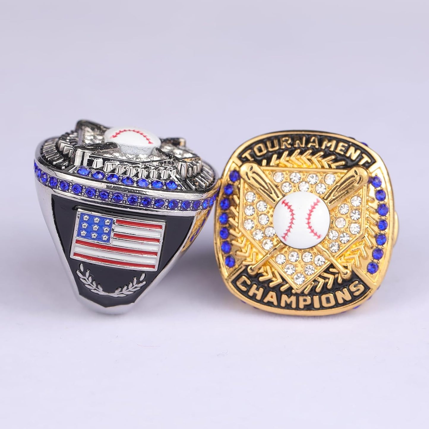 12 pcs Pack Baseball Tournament Options Championship Ring Trophy on Side Size 9