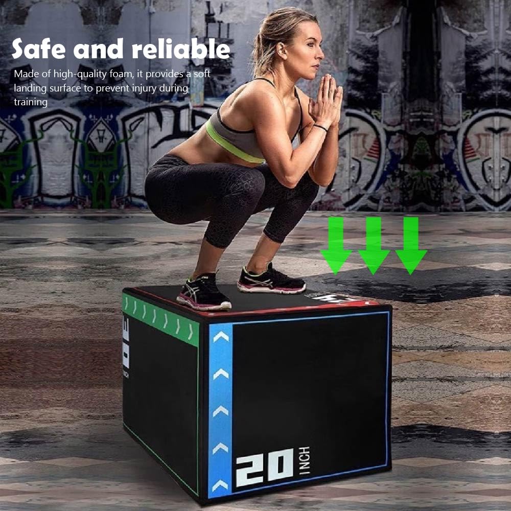 3 in 1 Plyometric Jump Box Fitness Exercise Stepper Jump Box for Home Gym Training (16INCH)