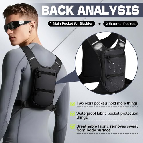 Running Hydration Vest Backpack with 800 ML Water Bladder, Minimalist Running Vest for Women Men with Phone Holder, Extra Storage for Hiking Cycling Marathon (Full_Black, One Size fits All)