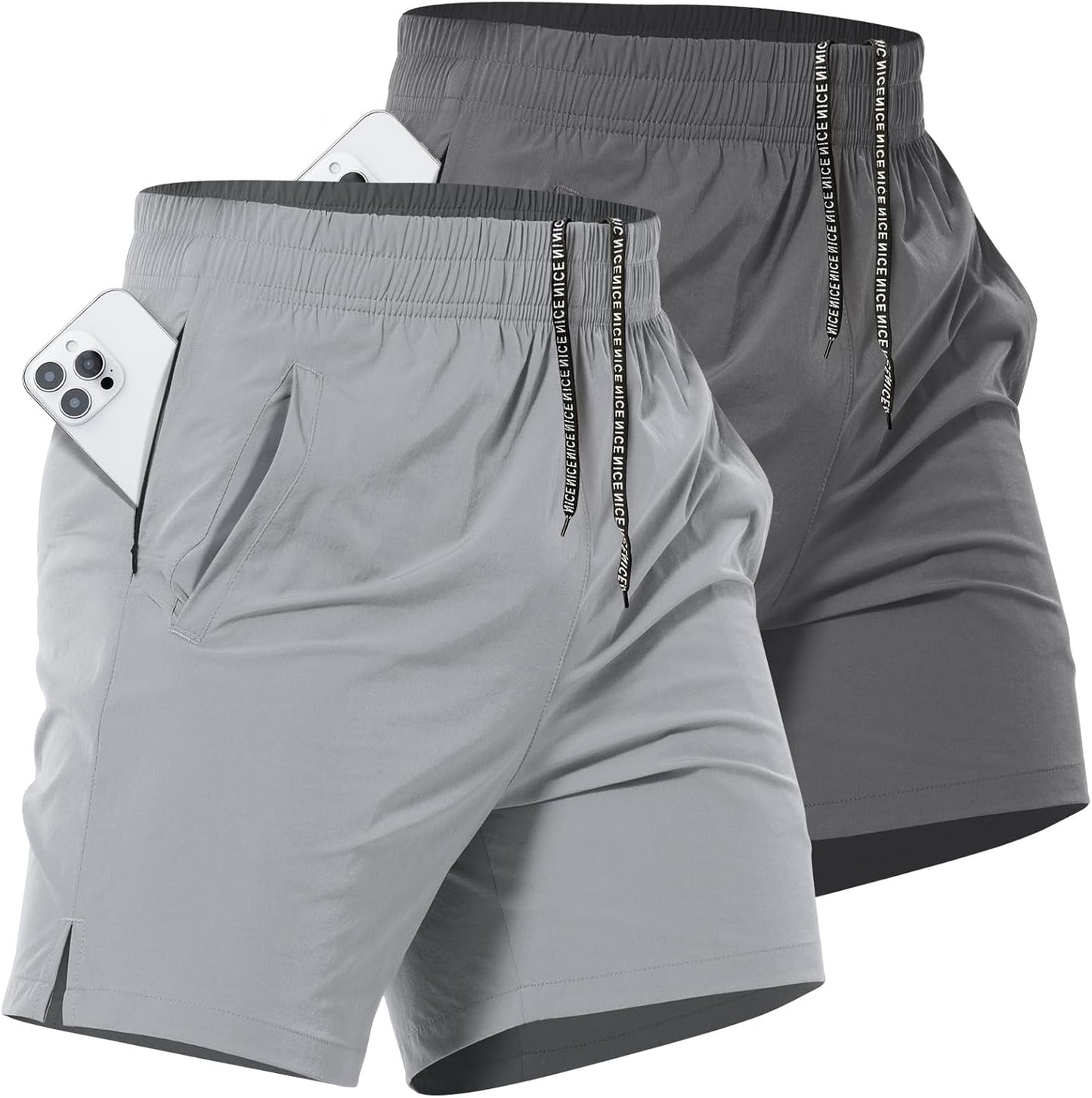 2 Pack Mens Athletic Workout Shorts 7 Inch Quick Dry Gym Shorts with Pockets, Sports Tennis Running Shorts for Men