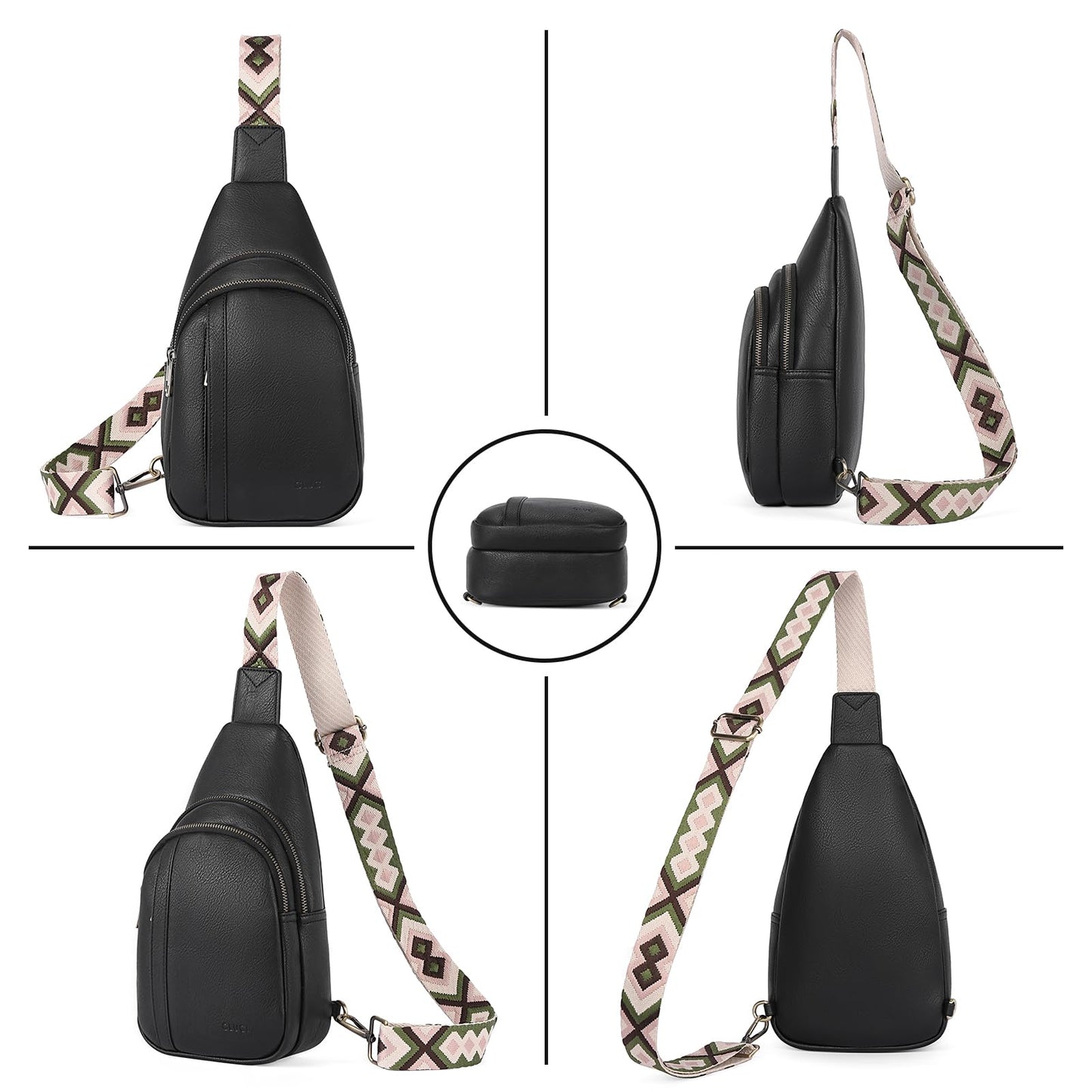 CLUCI Sling Bag Crossbody Bags for Woman Leather Cross Body Bag Sling Backpack Crossbody Backpack Casual Daypack for Travel Black
