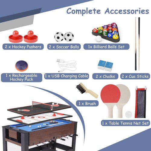 RAYKEEP 54??4-in-1 Swivel Multi-Game Table - Combo Game Table Set for Kids, Adults - Indoor and Outdoor Arcade Sports Table - Air Hockey, Billiards, Foosball, Ping Pong for Home, Game Room