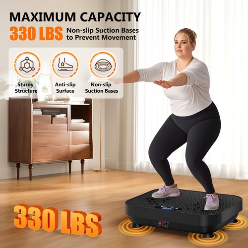 Vibration Plate Exercise Machine, 2025 Upgraded Fitness Vibrating Lymphatic Drainage Full Body Workout Shaker for Weight Loss, Featuring a 330 Lbs Capacity Vibrate Fitness Platform with 8 Modes