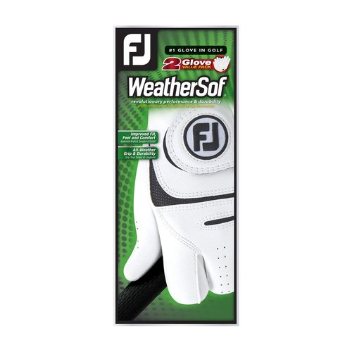 FootJoy Men's WeatherSof 2-Pack Prior Generation Golf Glove White Cadet Large, Worn on Left Hand