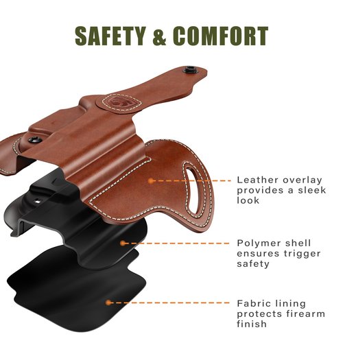 MUNALO OWB Holster Compatible with Glock 19, 19X, 23, 32, 44, 45 ??Outside Waistband Hip Carry Leather Holster, Right-Handed