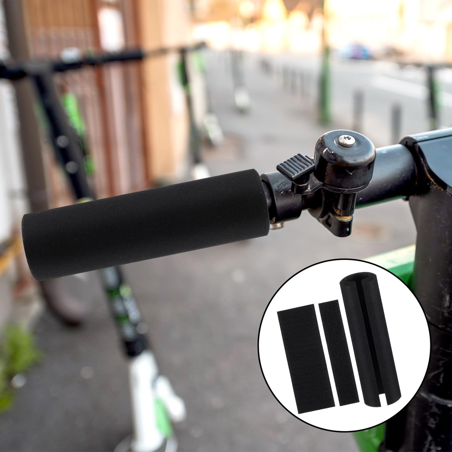 2 Pcs Foam Handle Cover Buffer Tube Cover 4.33 Inch NBR Rubber Foam Grip Wrap Comfortable Foams Tubing Handle Grips for Fitness Home Lawn Bicycle Motorbike Handlebar Replacement Black