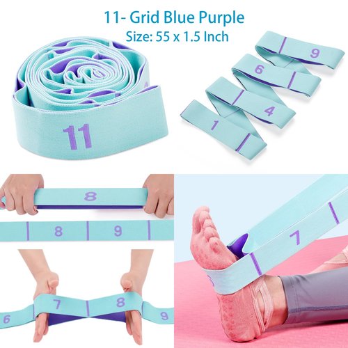 Stretch Straps, Elastic Yoga Stretching Strap with Adjustable 11 Loops, Fitness Leg Stretch Band for Physical Therapy Dance Yoga Ballet Pilates Gymnastics Exercise Flexible Pilates Stretch Band