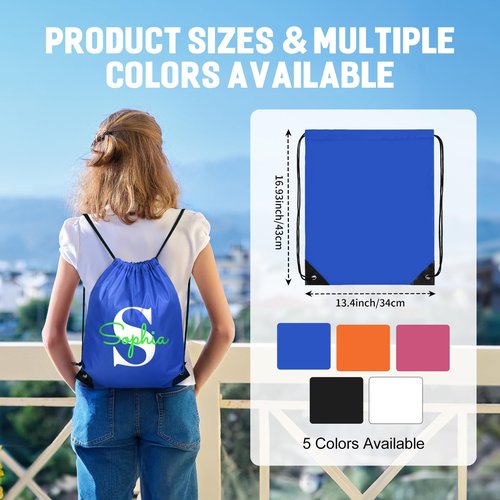 Fyore Bulk Custom Drawstring Backpack, Personalized Promotional Items with Logo/Text Drawstring Bags for Sports Gym Travel Daily Use