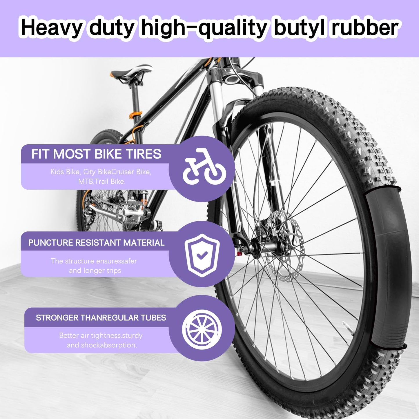 2 Set 20x2.125 Bike Tubes 20 inch Heavy-Duty Inner Tubes