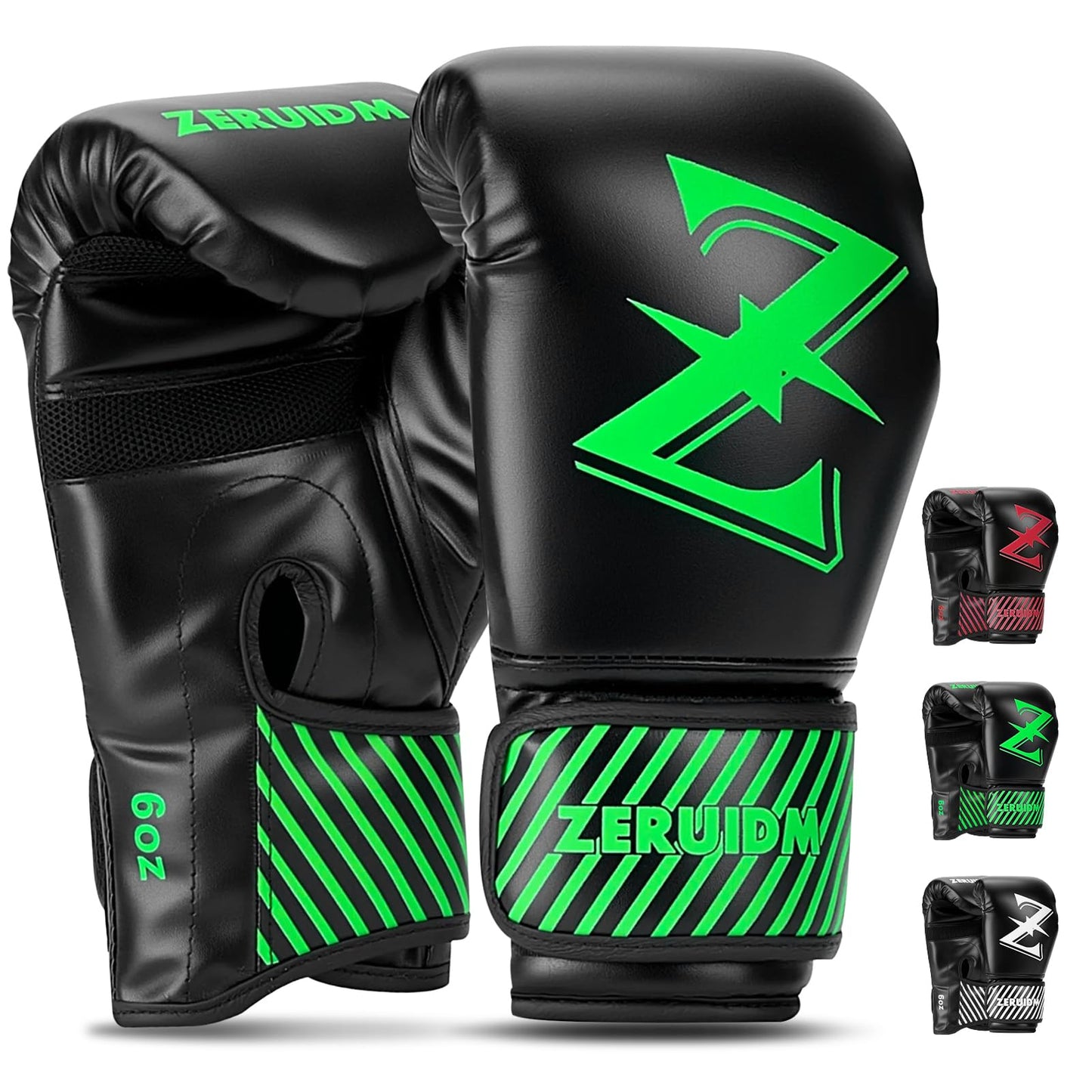 Kids Boxing Gloves, 6oz Youth Punching Gloves for 3–14, One-Piece-Moulded, Boxing Training Sparring Glove for Kickboxing, Punch Bag, Muay Thai, MMA(Green)