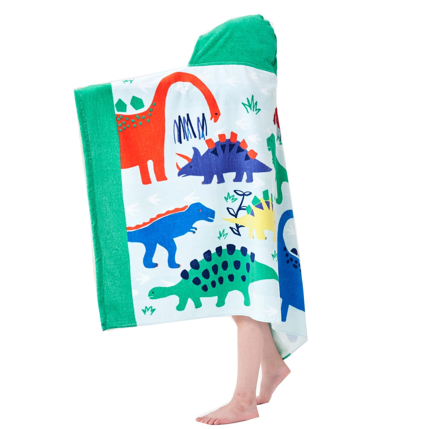 Bavilk Kids Bath Towels, Kids Towel Girls Boys Hooded Beach,Bathroom,Pool Swim Towels 30 × 50 INCH Large Size Ultra Absorbent Cute Cartoon Animal Full Vitality 100% Cotton Dinosaur Towel| Dino
