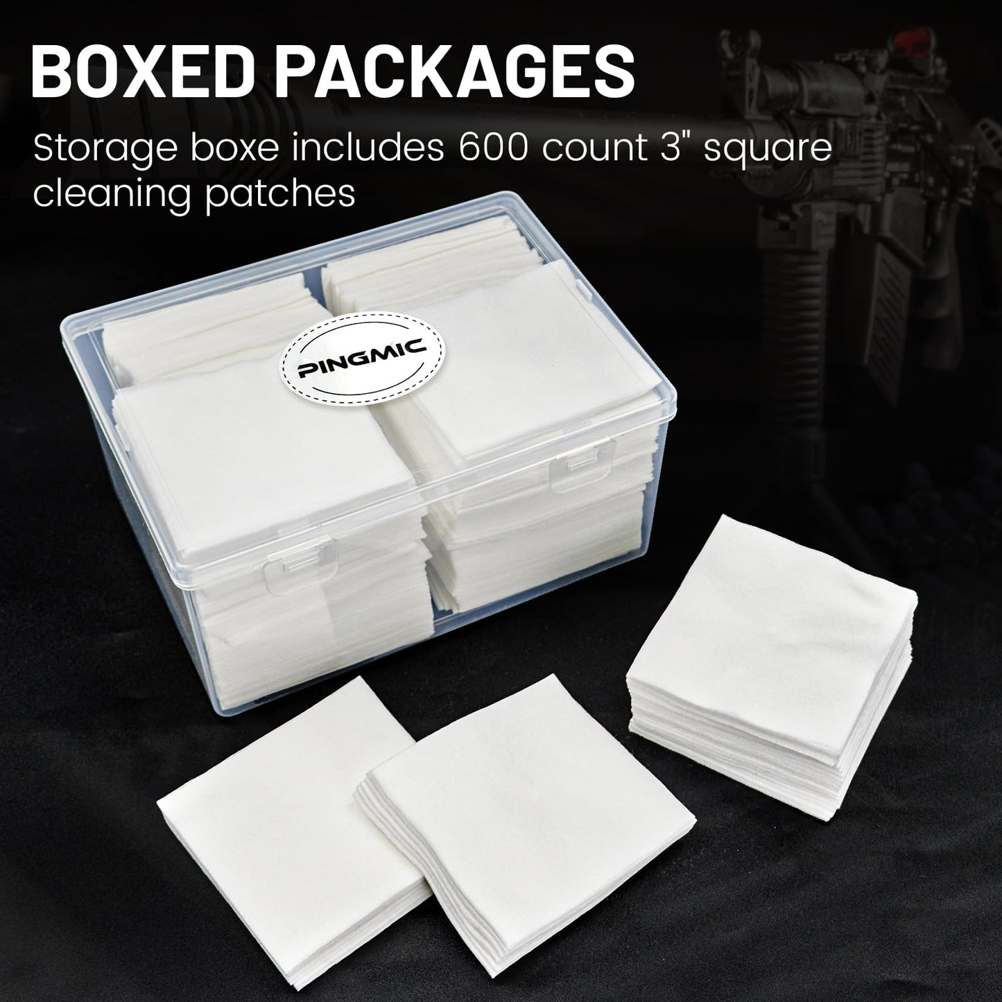 600 PCS 3" Gun Cleaning Patches in Storage Box - Lint Free, Highly Absorbent Nonwoven Cleaning Patches for 12 Gauge to 20 Gauge
