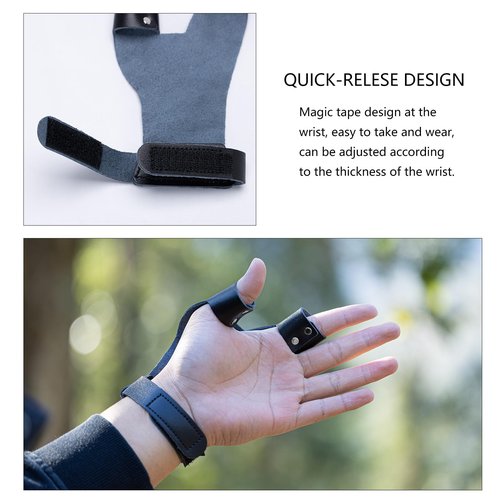 Prespollw Archery Left Hand Protector Durable Cowhide Shooting Guard Glove for Protection (Black)