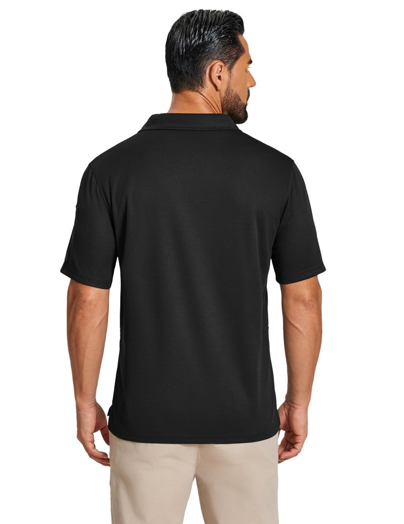 COOFANDY Polo Shirts for Men Short Sleeve Dry Fit Golf Polo T Shirt Quick Dry Performance Tactical Polos Black Collared Work Shirt