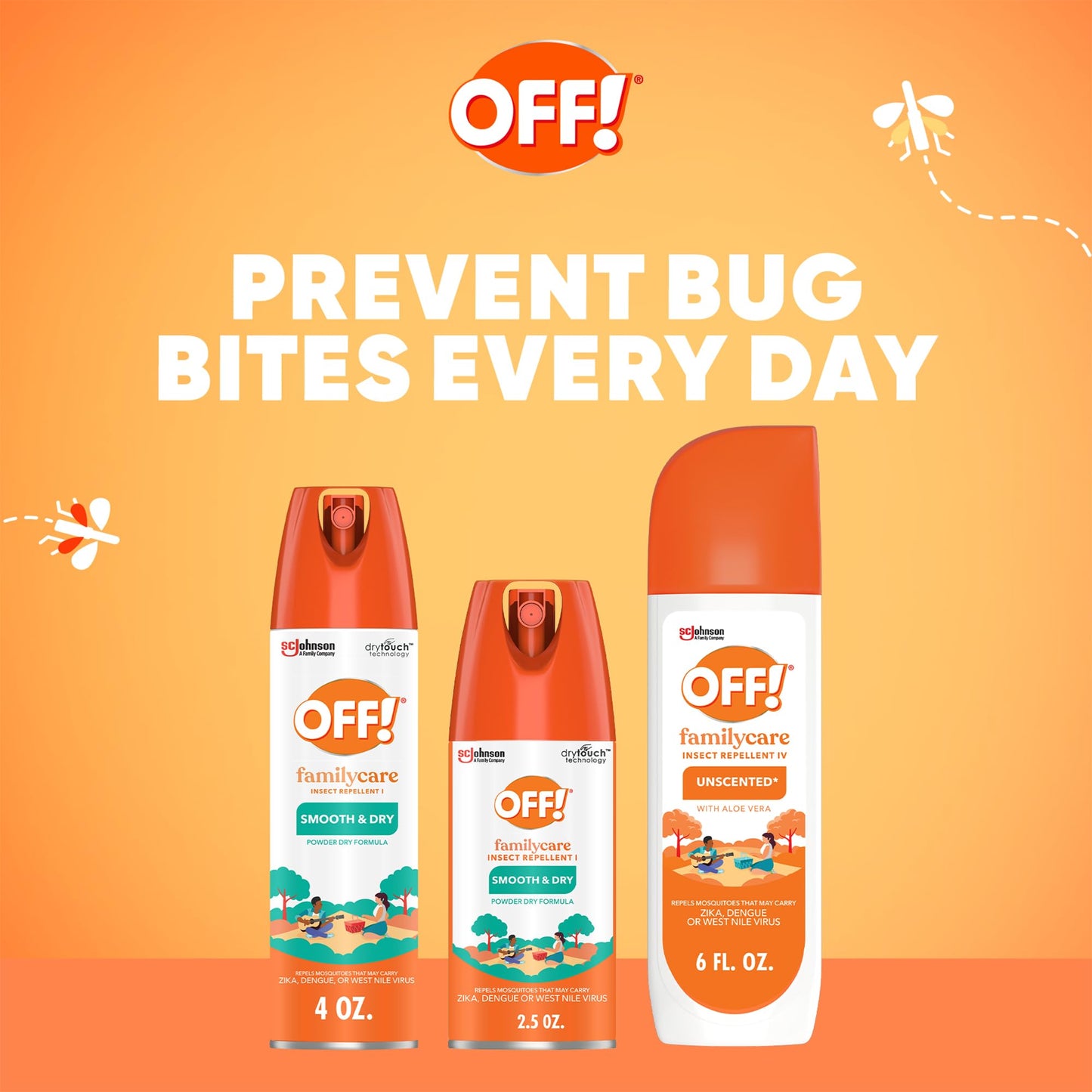 OFF! Family Care Mosquito & Tick Repellent Aerosol, Bug Spray Containing 15% DEET, Smooth & Dry Bug Spray, 4 Oz (Pack of 2)